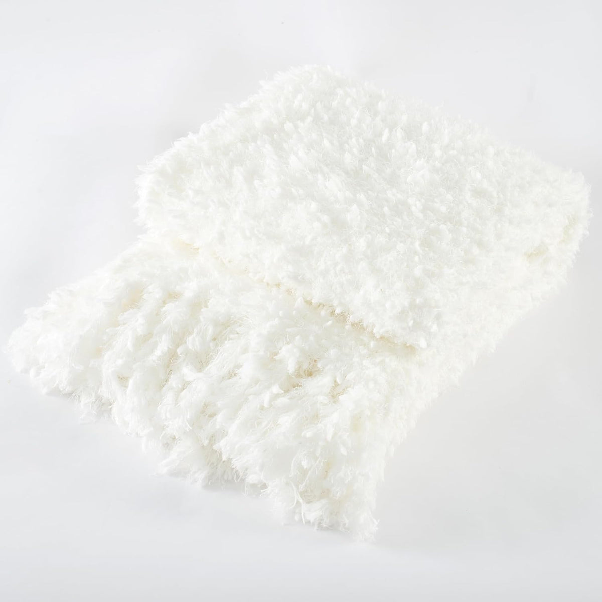 Tasseled Knit Throw Blanket 50"x60" White