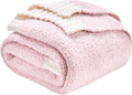 Knitted Throw Blanket 50"x60" Pink White