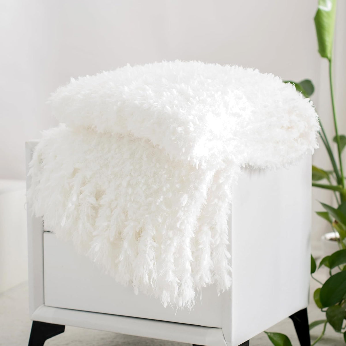 Tasseled Knit Throw Blanket 50"x60" White