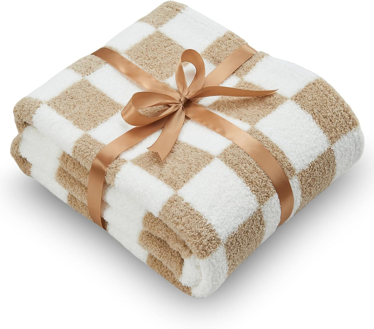 Knitted Throw Blanket 60"x80" Brown White
