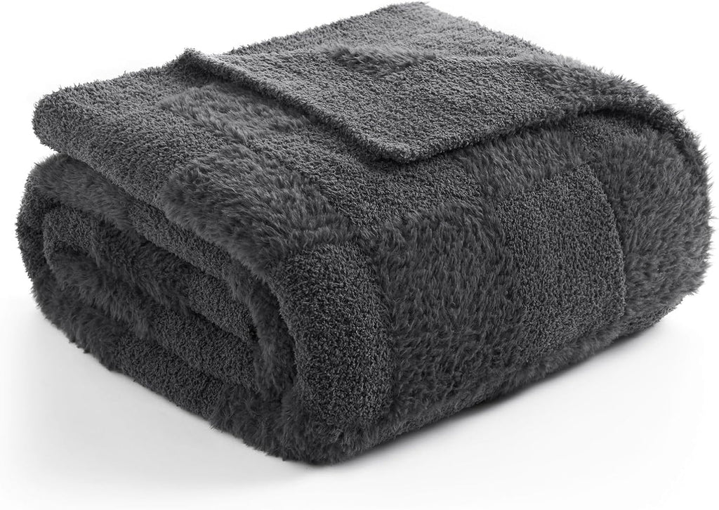 Faux Fur Throw Blanket 50x60 Dark Grey