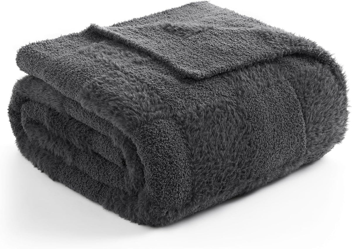 Faux Fur Throw Blanket 50x60 Dark Grey