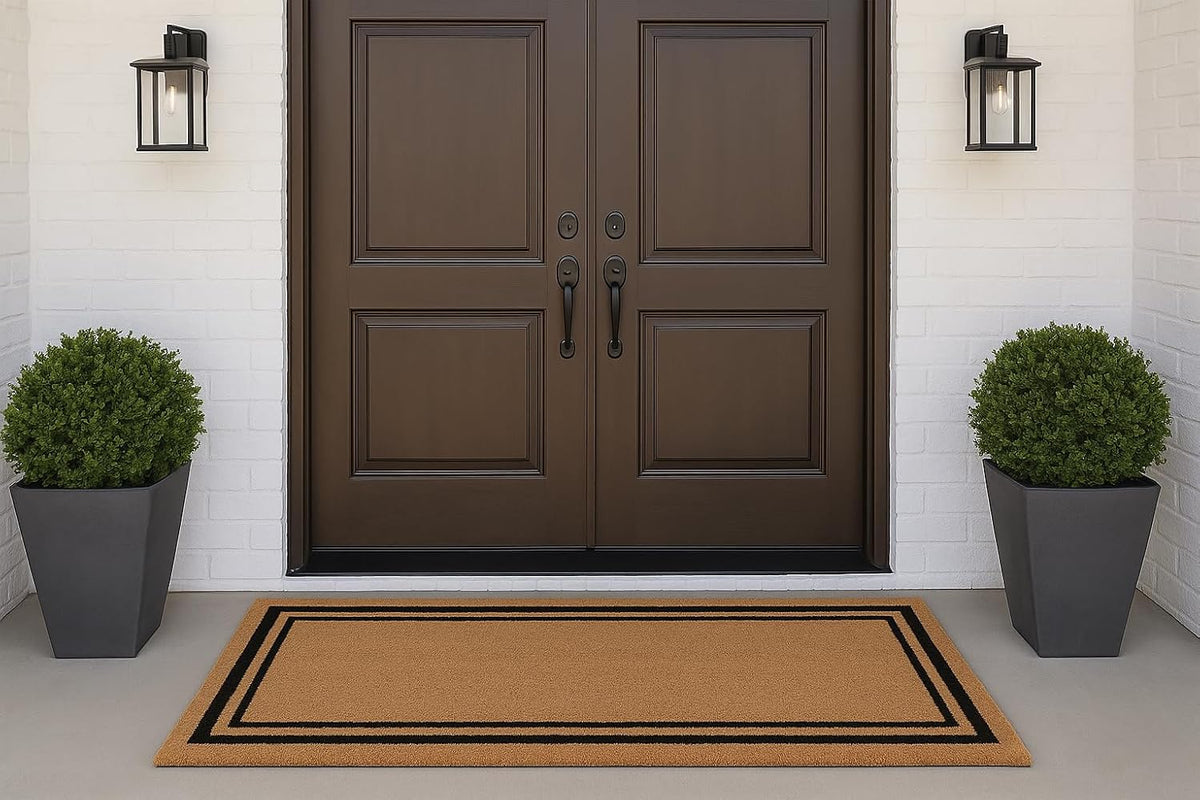 Black Border Coir Doormat 36" x 72"