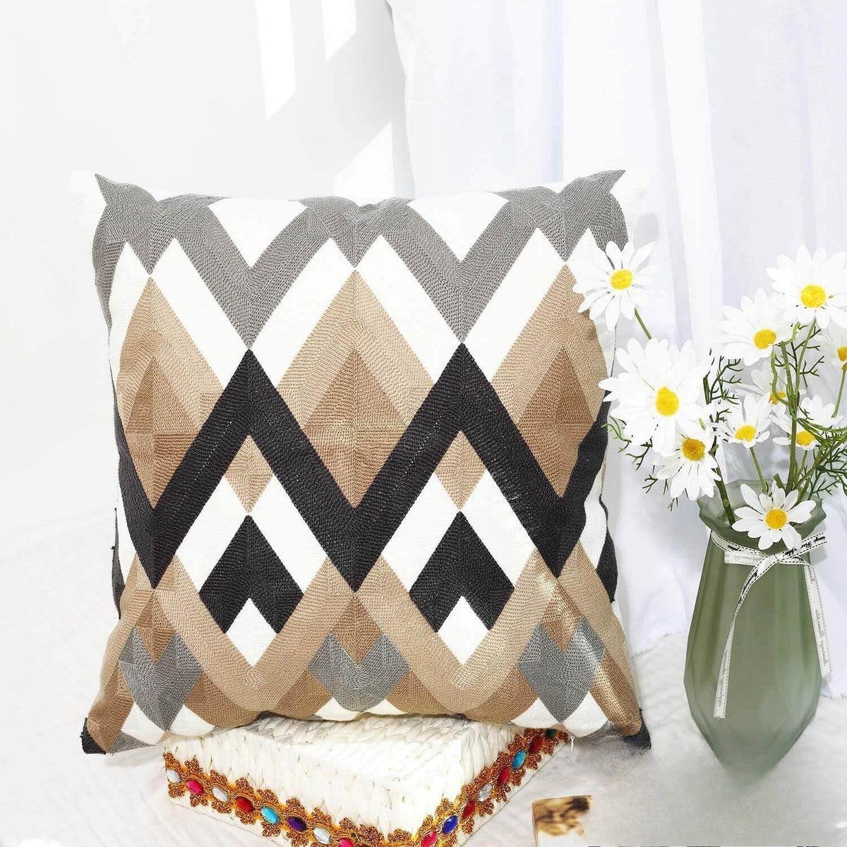 Strip Throw Pillow Covers Set of 2