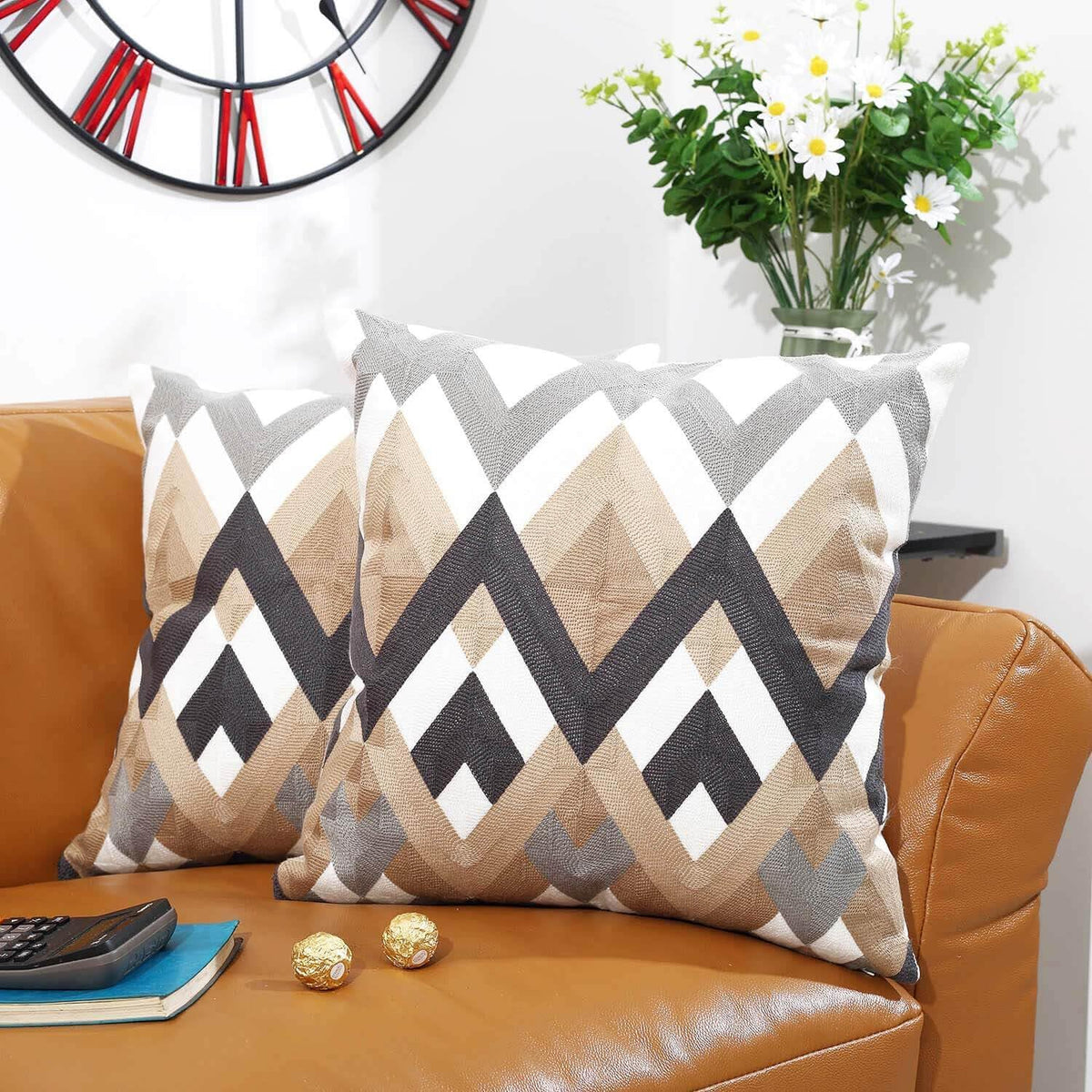 Strip Throw Pillow Covers Set of 2
