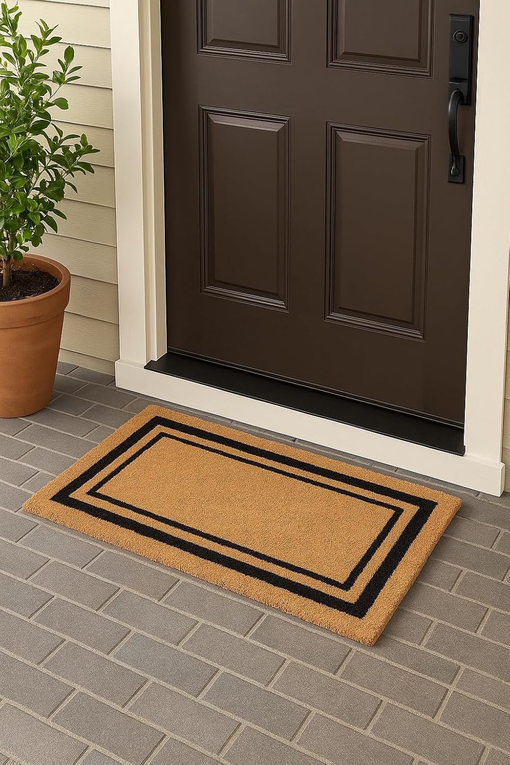 Black Border Coir Doormat 22" x 36"
