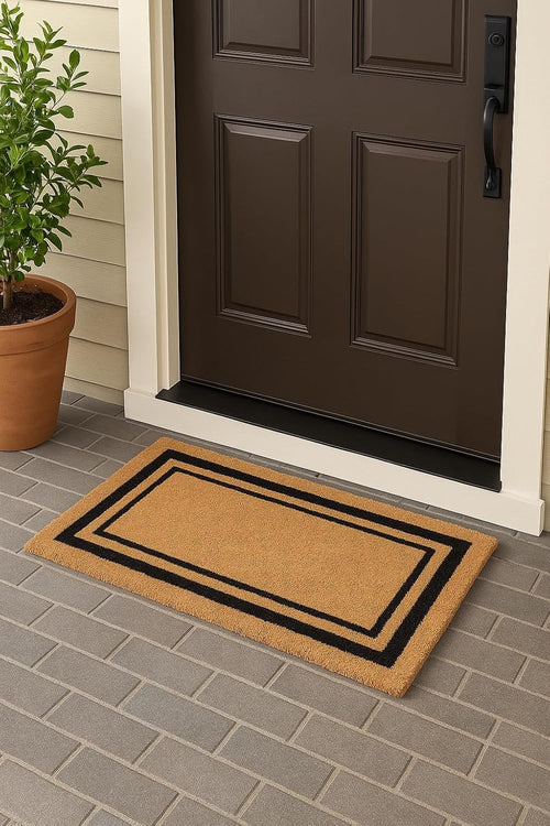 Black Border Coir Doormat 22" x 36"