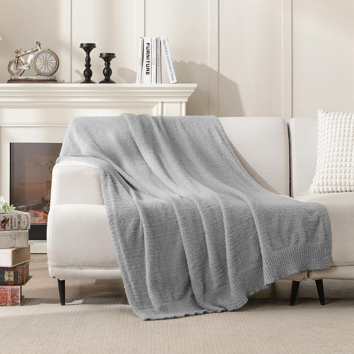 Grey Knit Throw Blanket 50x60 Inches