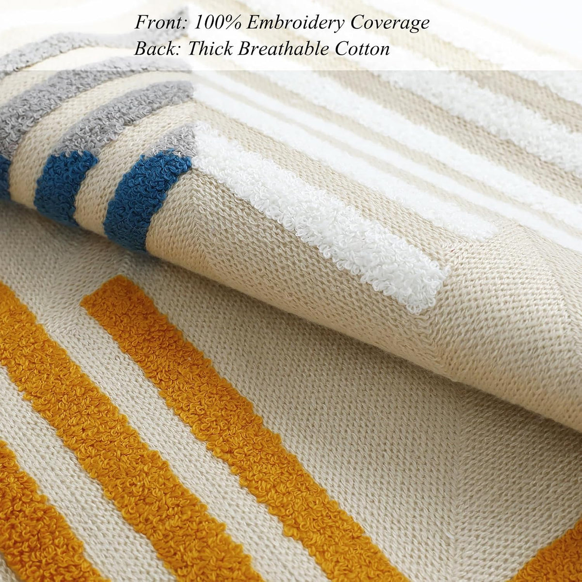 Yellow Blue Tufted Pillow Covers Set of 2