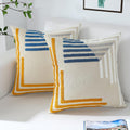 Yellow Blue Tufted Pillow Covers Set of 2