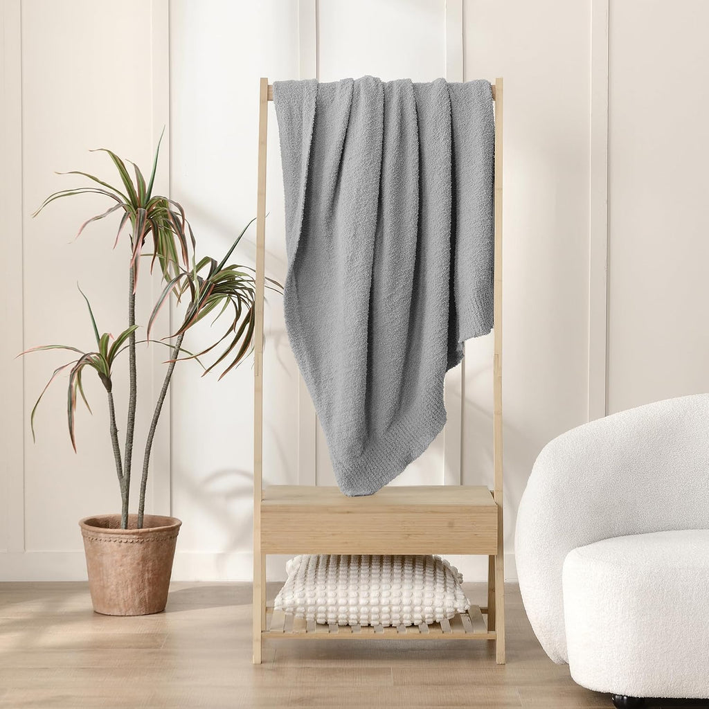 Grey Knit Throw Blanket 50x60 Inches