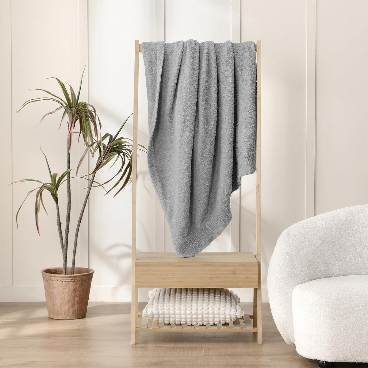 Grey Knit Throw Blanket 50x60 Inches