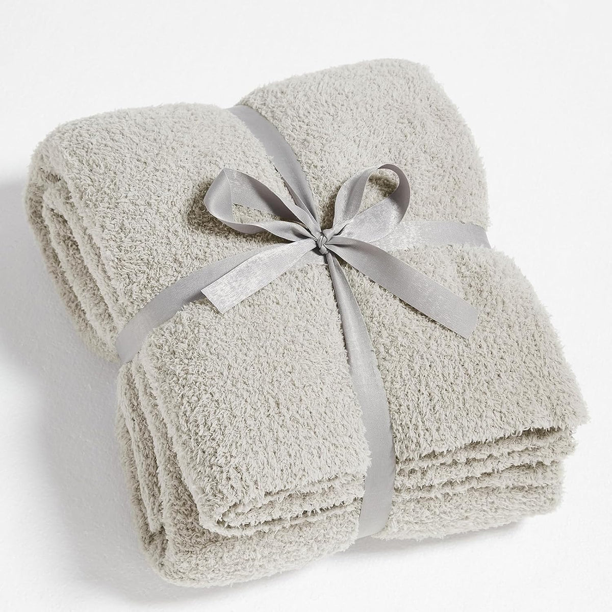 Knit Throw Blanket 50 x 60 Inches Light Grey