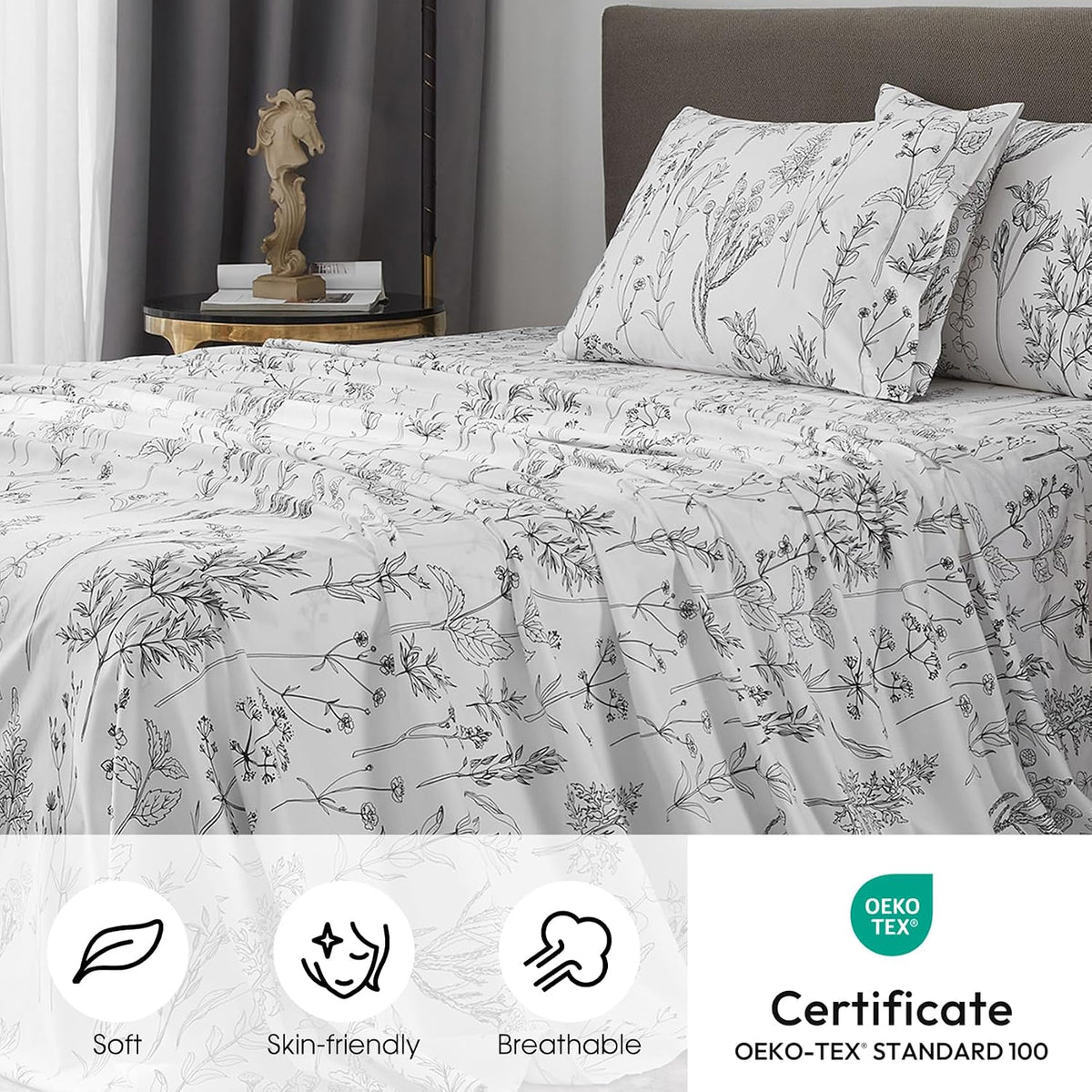 Floral King Size 4‑Piece Sheet Set
