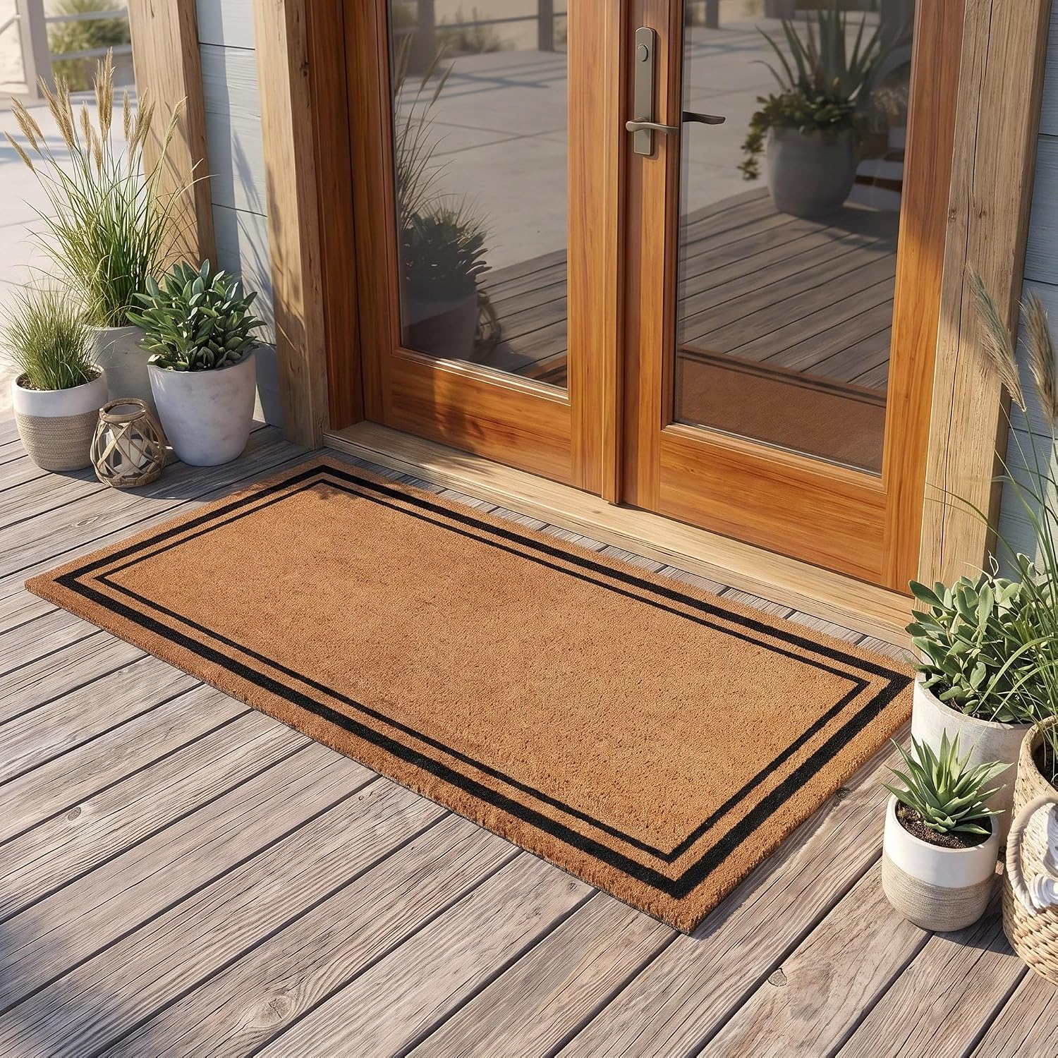Black Border Coir Doormat 22" x 36"