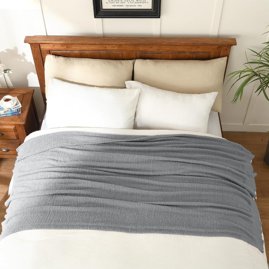 Grey Knit Throw Blanket 50x60 Inches