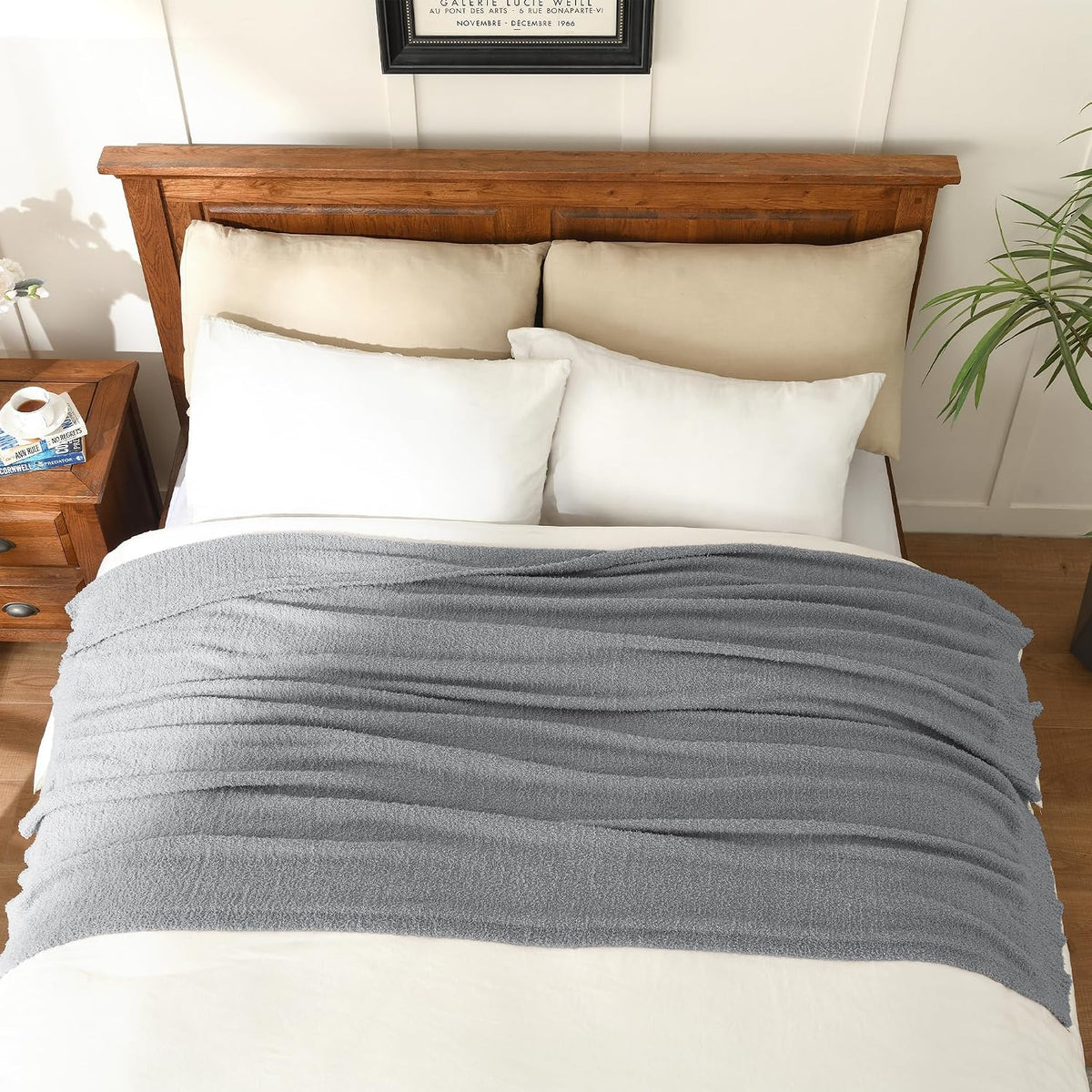 Grey Knit Throw Blanket 50x60 Inches