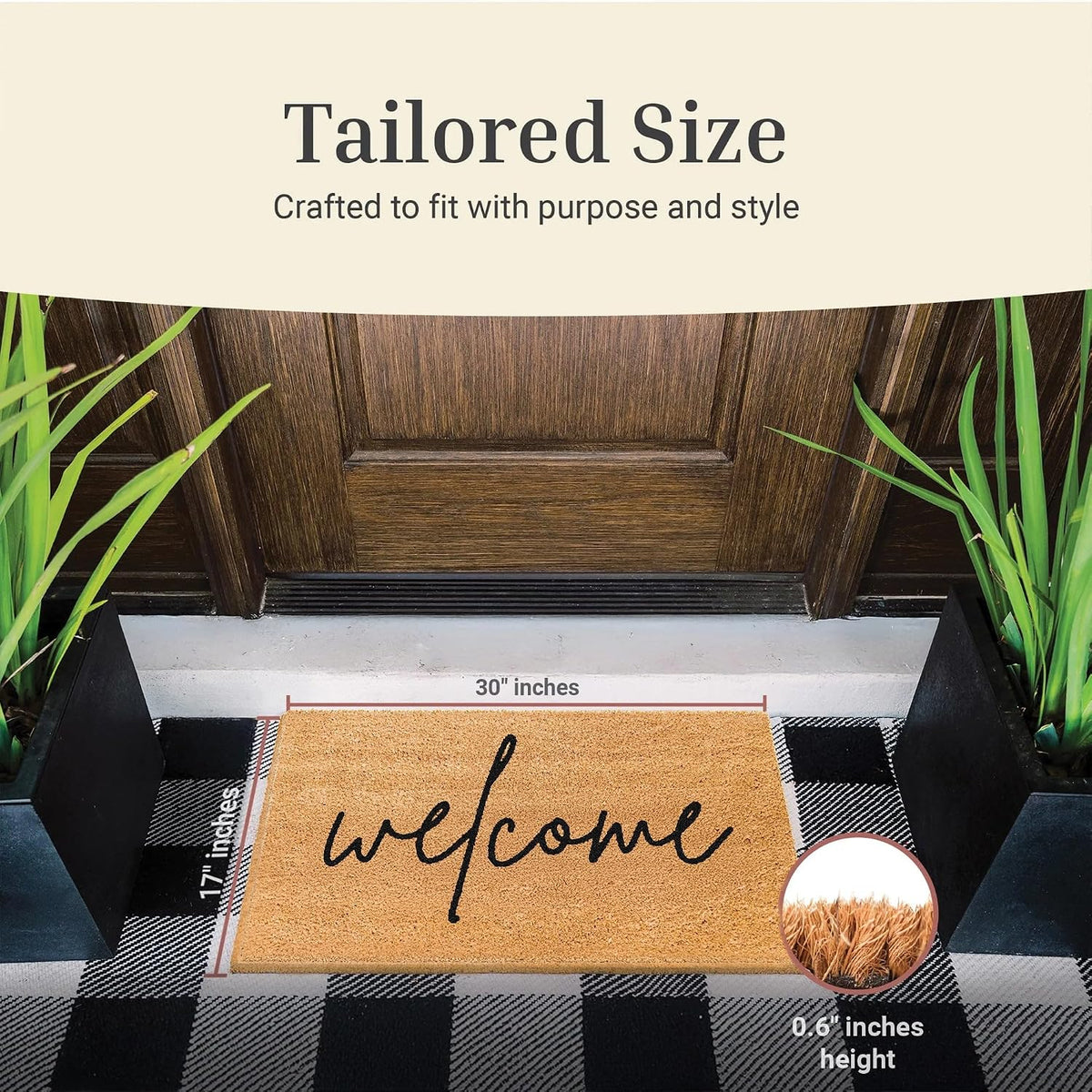 Coir Welcome Mat 17" x 30"