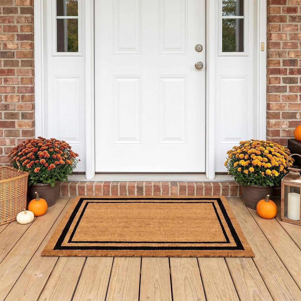 Black Border Coir Doormat 22" x 36"