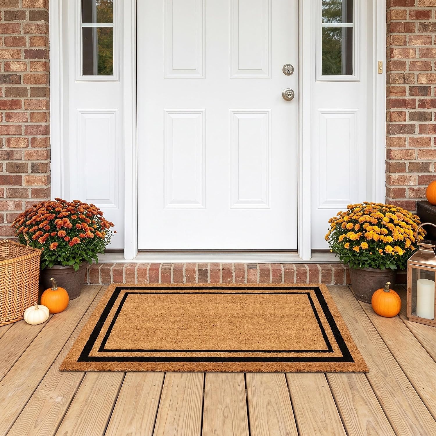 Black Border Coir Doormat 22" x 36"