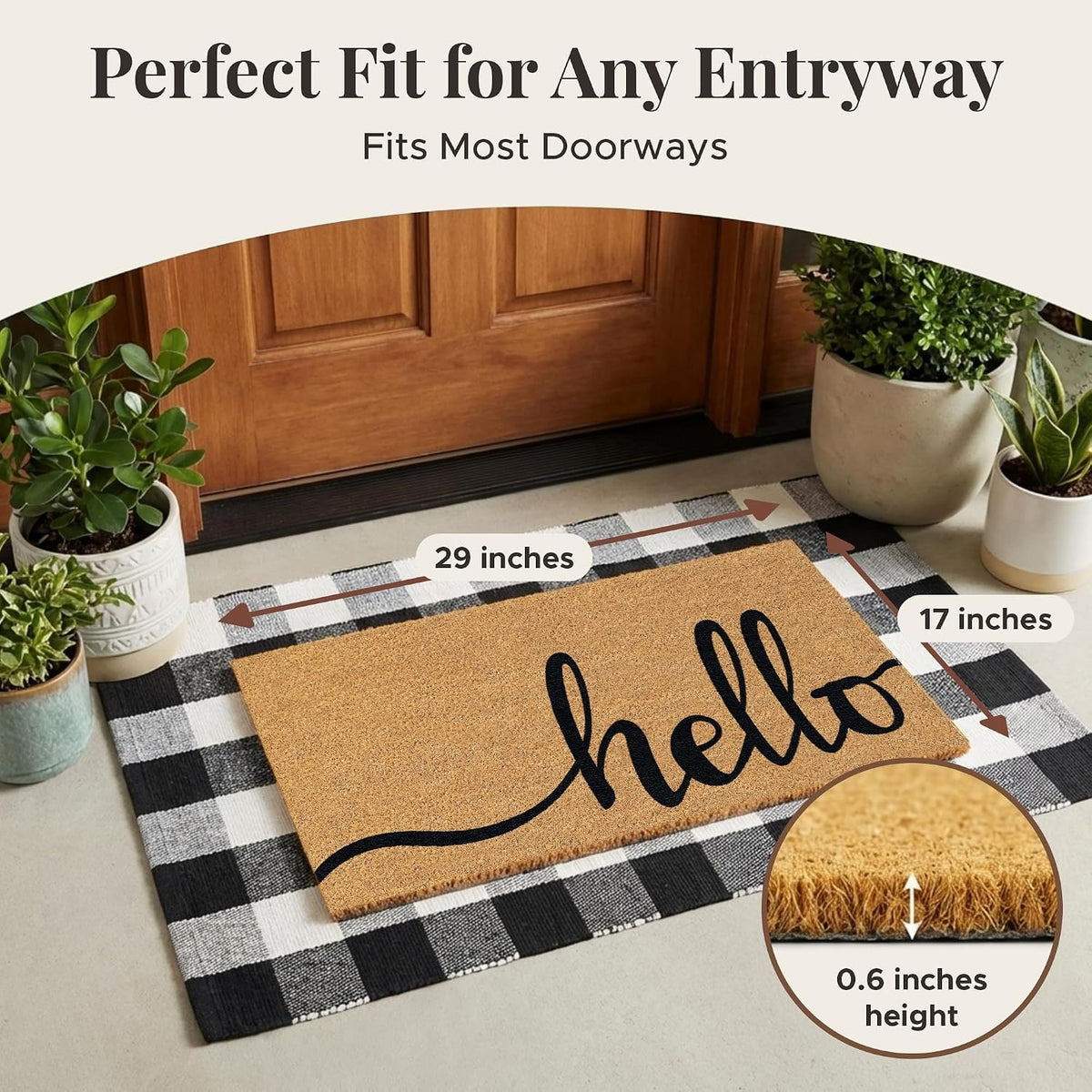 Coir Welcome Mat 17 x 29 In