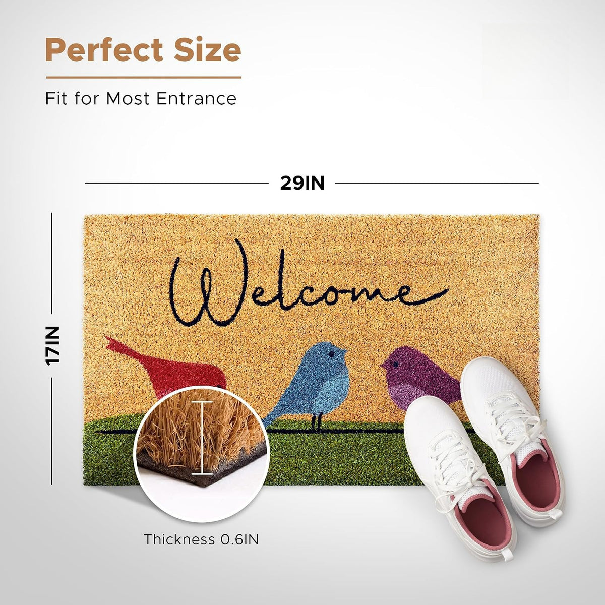 Coir Welcome Mat 17 x 29 In