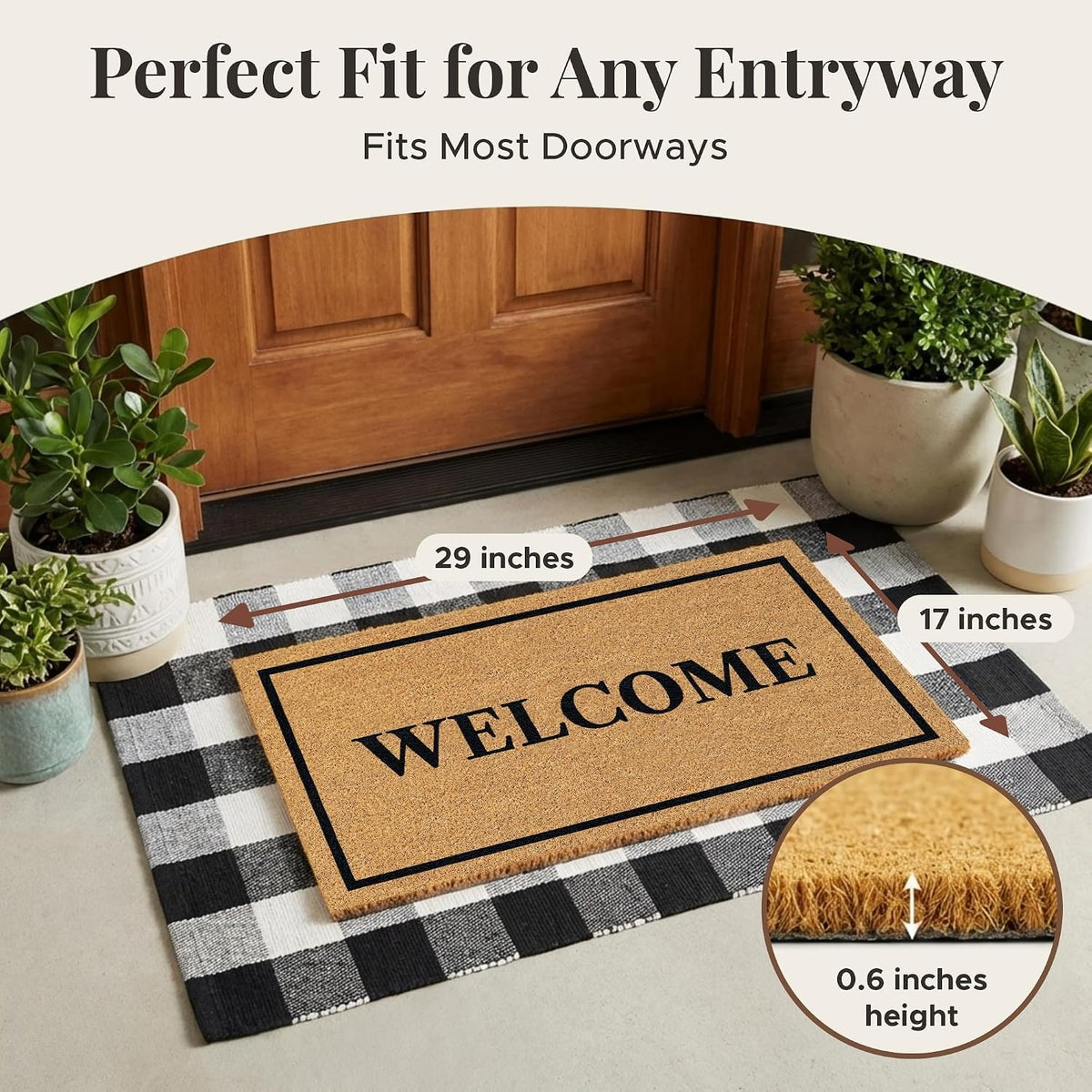 Coir Welcome Mat 17x29 In
